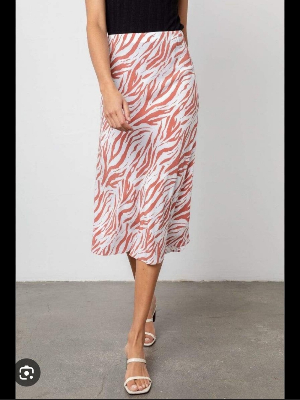 Rails XL Women's White Zebra Print Midi Skirt